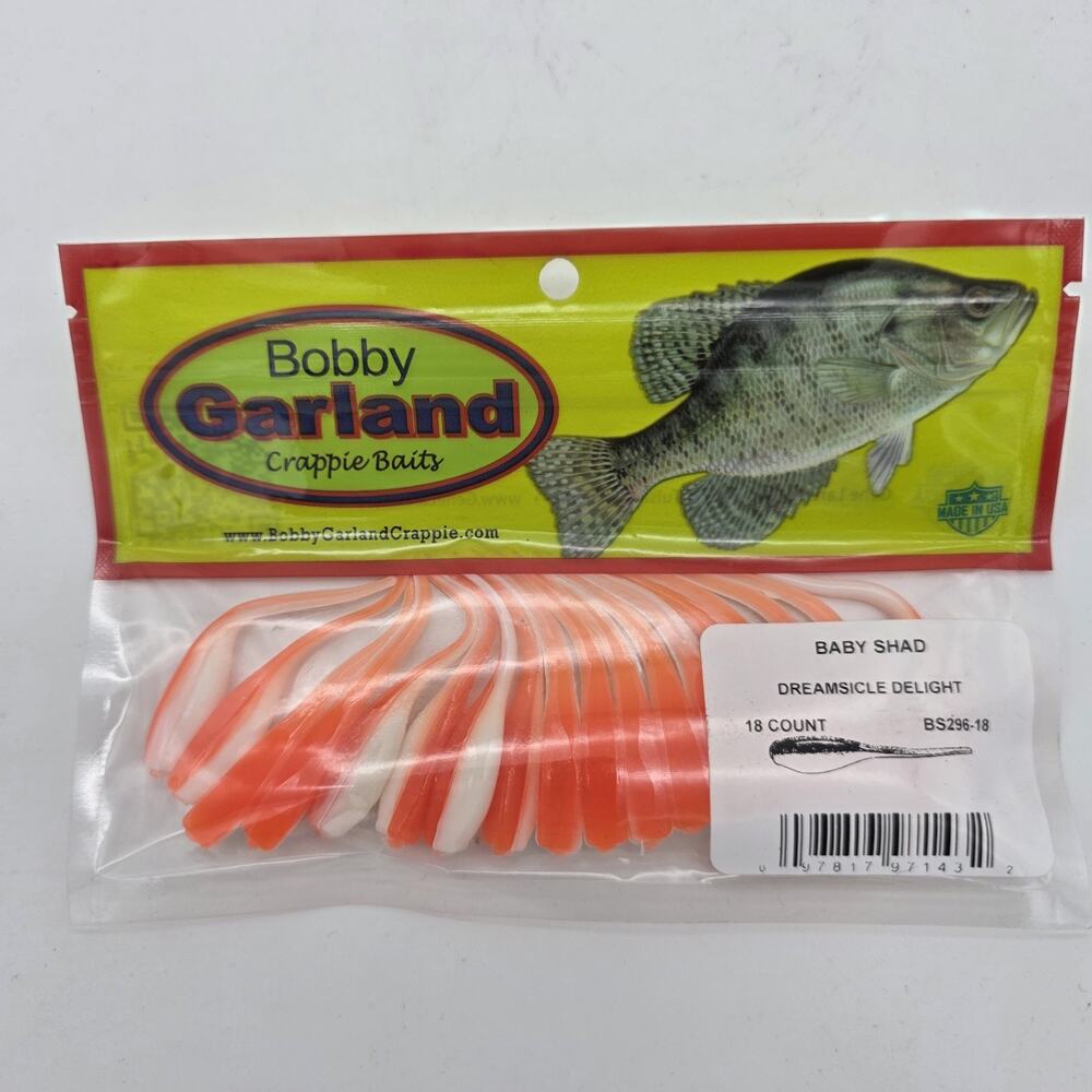 Bobby Garland Baby Shad 2” Dreamsicle Delight Crappie Baits Lot of 6 New